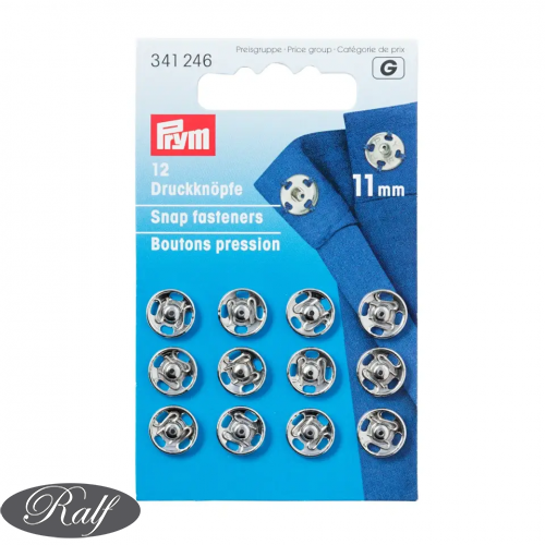 Capse de cusut, 11 mm, 12 buc, argintii - Prym 341246